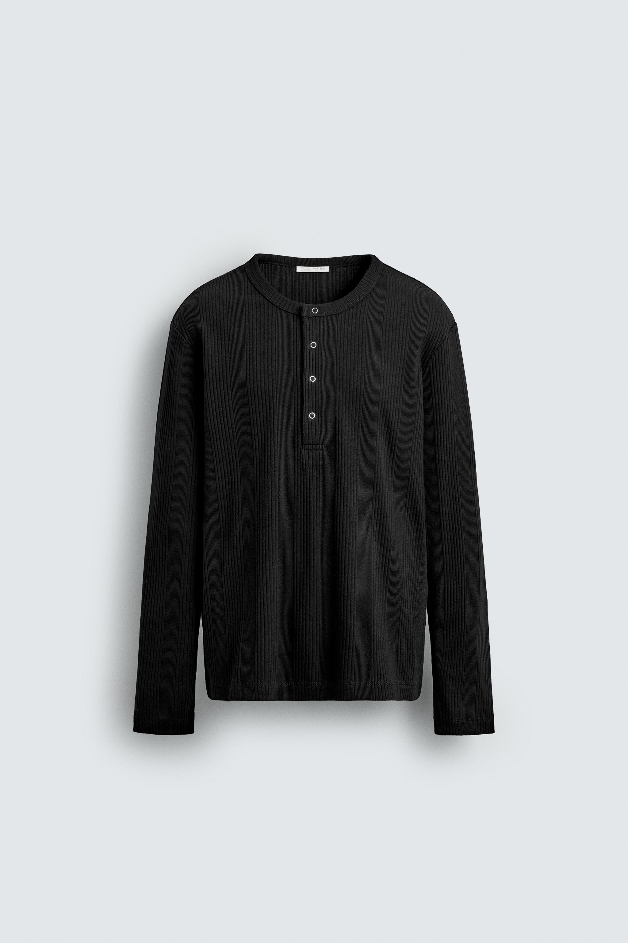 STRUCTURED HENLEY COLLAR T-SHIRT